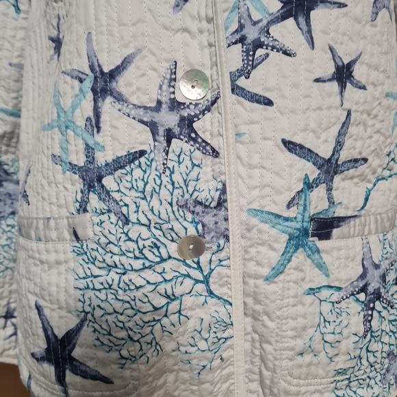 Patty Kim Quilt Jacket Long sleeve Starfish Print Button Front Size S - Picture 5 of 16